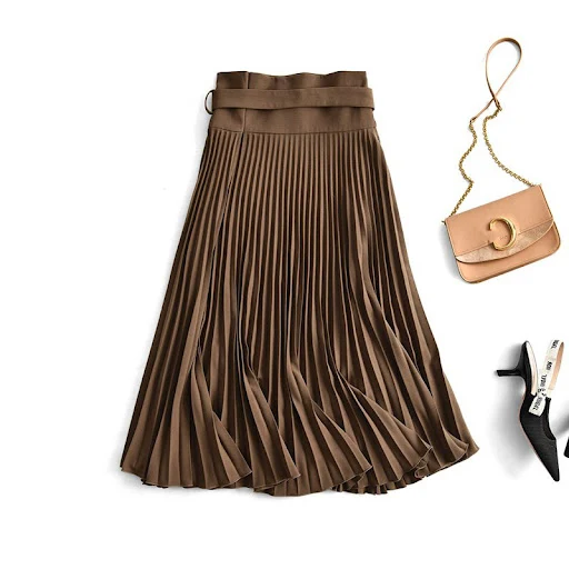 Title 3, Womens high-waisted pleated midi skirt, design...