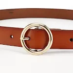 Cinto feminino de couro largo casual e moderno com fivela redonda, perfeito para estudantes e jeans, estilo fashion e versátil. — foto 11