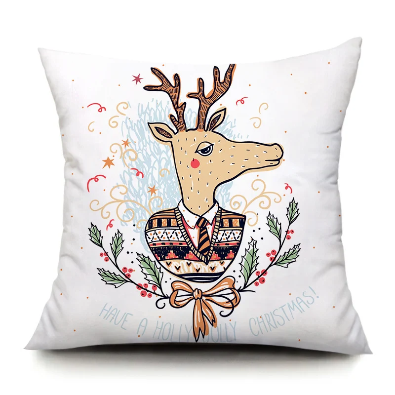 Santa Elk Pillow Cover Lumbar Pillow Car Pattern for festive comfort and style. Add a cozy touch to your home or car wit — photo 17