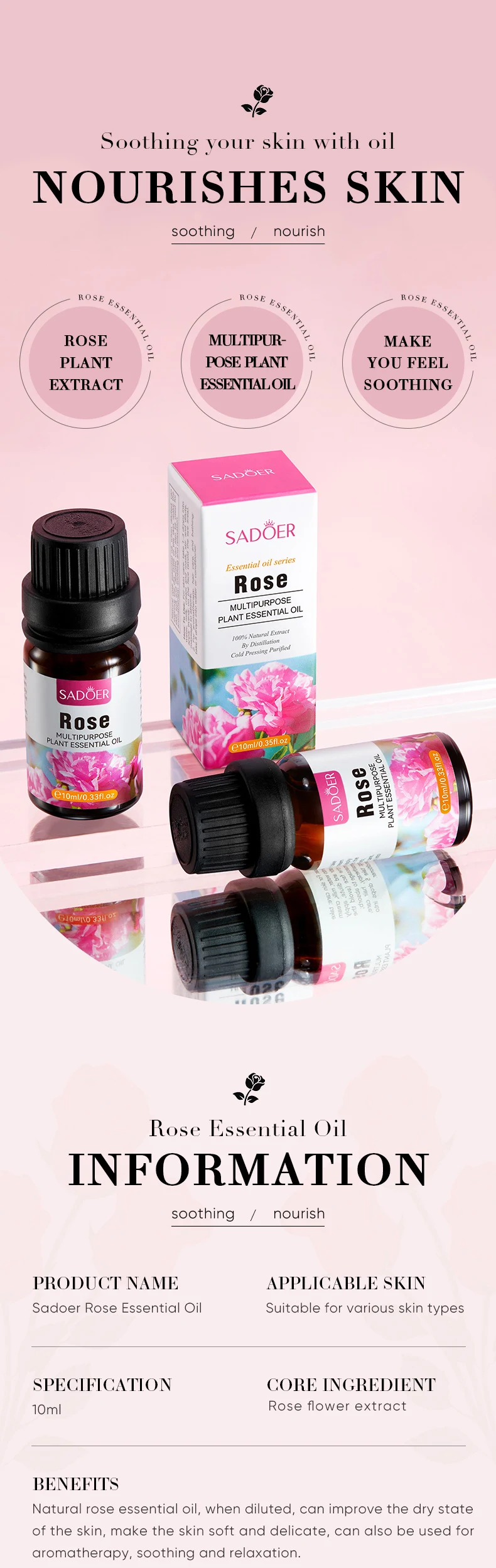 Title 7, Olio essenziale di rosa Idrata il corpo e sbian...