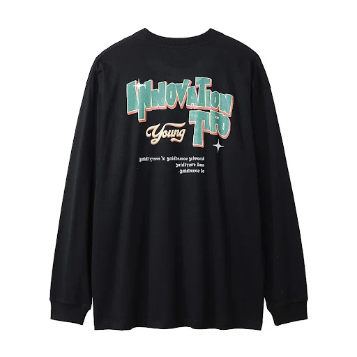 Title 12, Figure Print Mens Long Sleeve Round Neck Loose...