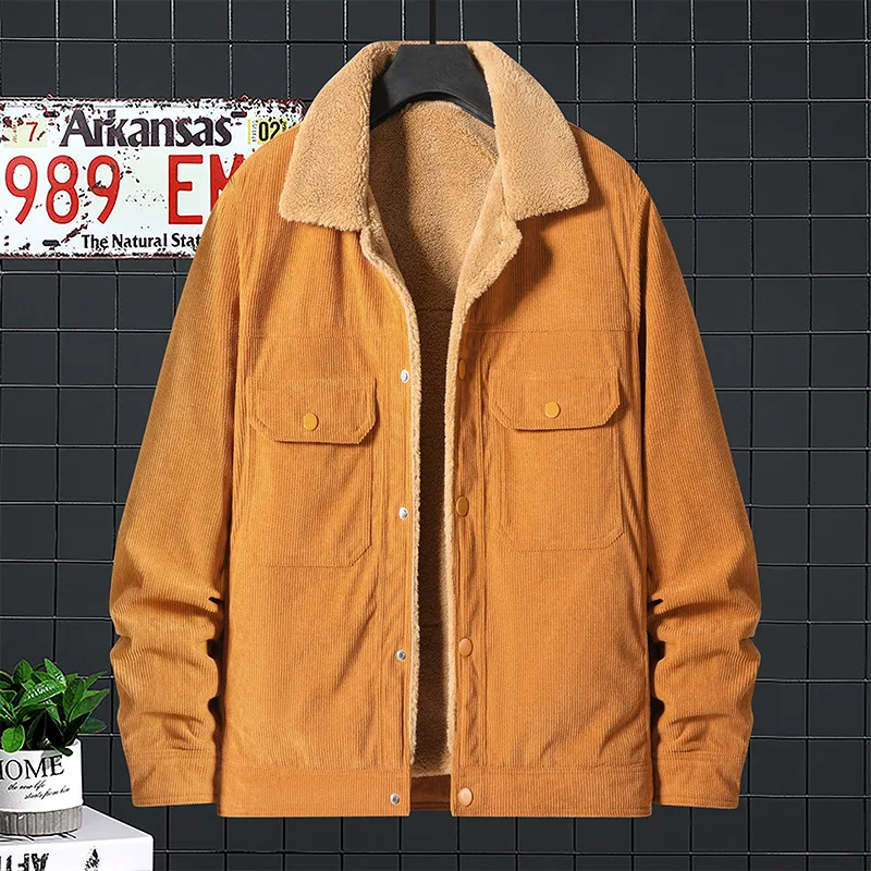 Casaco Acolchoado de Veludo Cotelê Fleece para Homens Modernos. Conforto e estilo combinados para o inverno. Perfeito e na moda. — foto 7