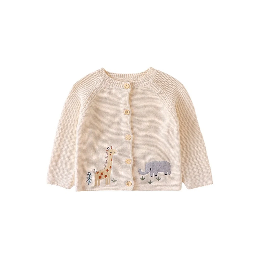 Maglione per bambini in filato di cotone, girocollo e ricamo, morbido e confortevole, ideale per neonati caldi e adorabili. — foto 1