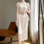 Dress Satin High-grade Polka Dot Half Turtleneck Acetic Acid — photo 4