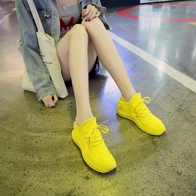 Tênis Feminino Casual Color Candy Respirável Malha Amarelo Vermelho Basket Fe Sapatos Mulher Sneakers Tenis — foto 6