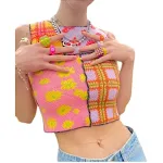 Asymmetric Stitching Jersey Vest Female Design Printed Plaid Cropped Top Is Thin — photo 2