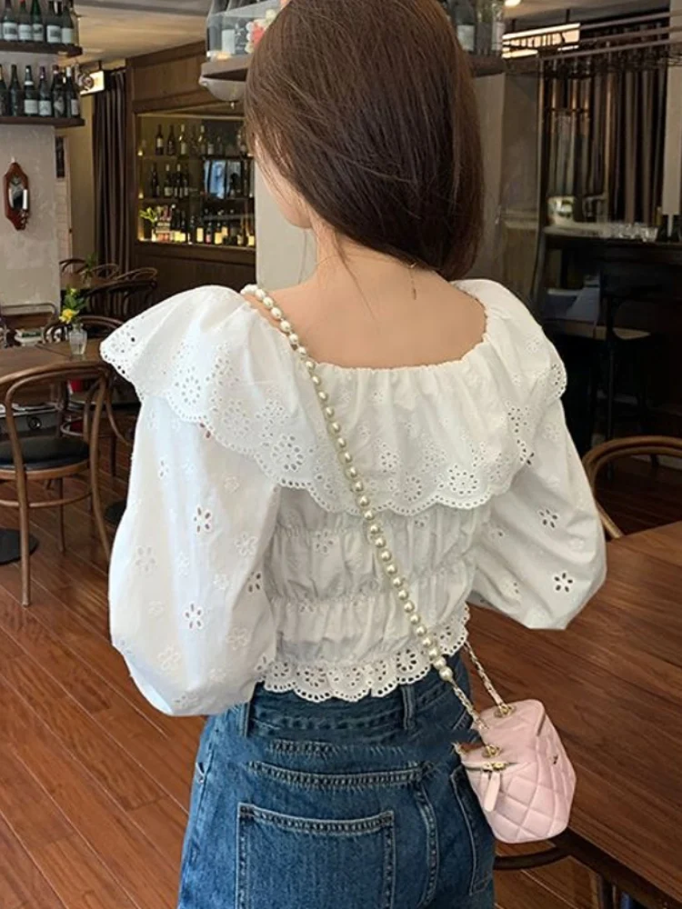 White French Style Shirt Women's Long Sleeve Doll Collar a classic and elegant blouse perfect for work or any special oc — photo 14