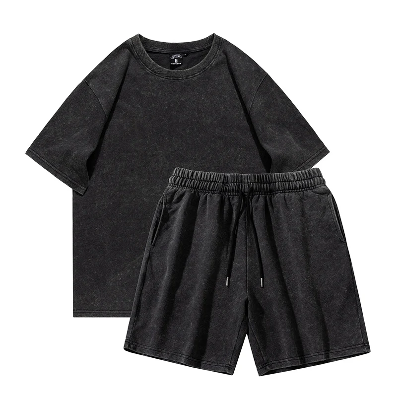 Title 7, Shorts de hombre desgastados, negros, de corte ...