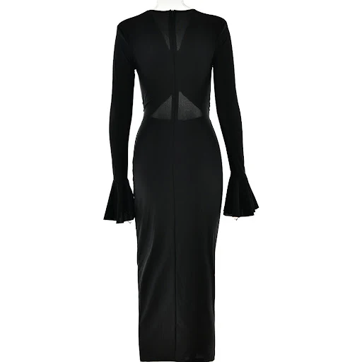 Title 18, V-neck Flared Sleeves Tight Dress