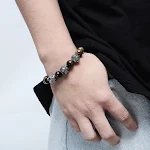 Pulseira DIY masculina de aço titânio com mantra de seis palavras, personalize, estilo espiritual, acessório de joia. — foto 3
