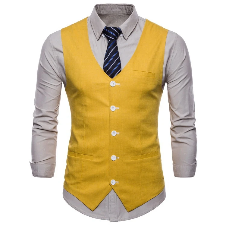Herbst- und Winter Herren Business Casual Weste, einfarbig, V-Ausschnitt, einreihig, ideal für einen smarten und stilvollen Look im Büro. — foto 11