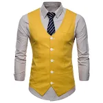 Herbst- und Winter Herren Business Casual Weste, einfarbig, V-Ausschnitt, einreihig, ideal für einen smarten und stilvollen Look im Büro. — foto 11