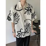 Camisa retrô folgada de algodão e linho, com mangas curtas respiráveis e estilo casual. Conforto e frescor garantidos para o dia a dia. — foto 2