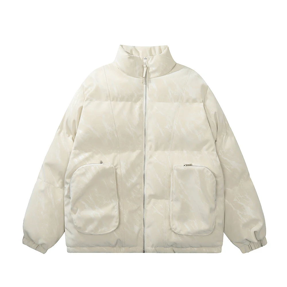 Title 4, Splash-ink Cotton-padded Mens Leather Coat, a ...