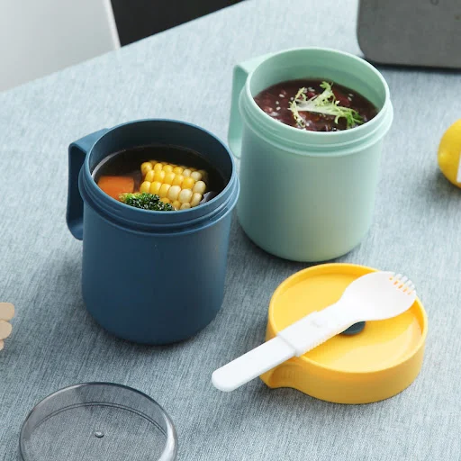 Title 3, Student Breakfast Milk Cup with Lid Spoon Porta...