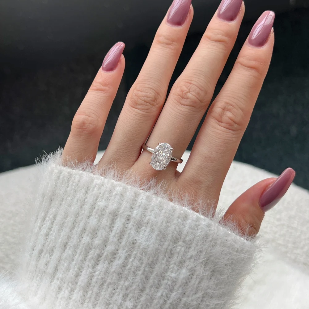 Sterling Silber Ring Carbon Diamant Zirkon Klassisch Großes Design Hochzeit, ein funkelndes Schmuckstück für Sie — foto 12