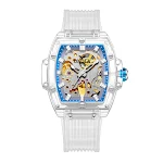 Relógio automático mecânico esqueleto masculino com pulseira de silicone. Combine estilo, precisão e design moderno em seu pulso. — foto 2