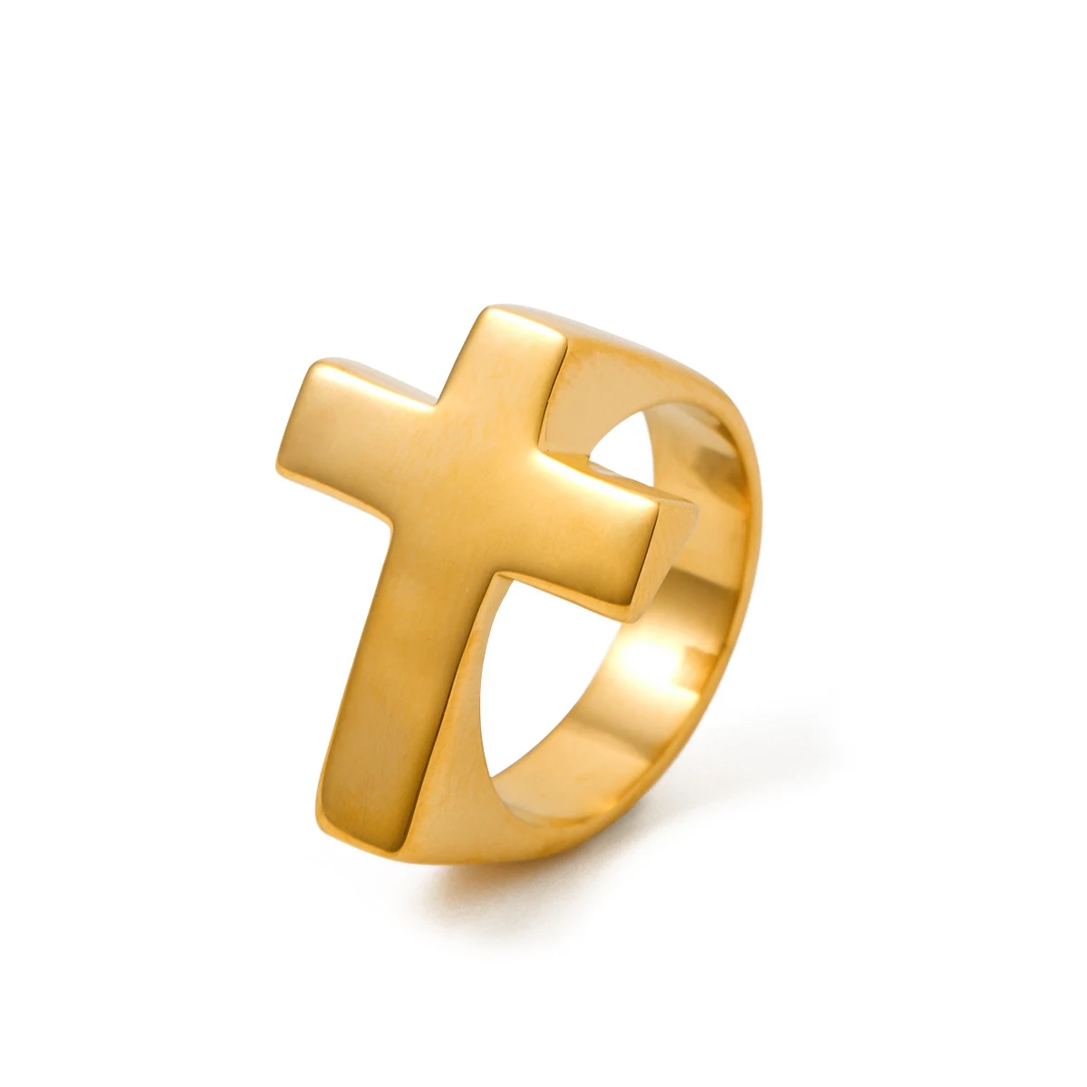 Anel de prateleira cruzado em aço inoxidável com banho de ouro 18K, elegante e durável, perfeito para exibir seus objetos de valor. — foto 2