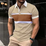 Striped Printed Men's Casual Polo Shirt, comfortable and stylish for everyday wear, perfect for casual outings, breathab — photo 5