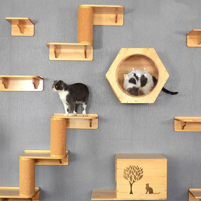 Title 6, Cat Climbing Frame Space Nest Solid Wood