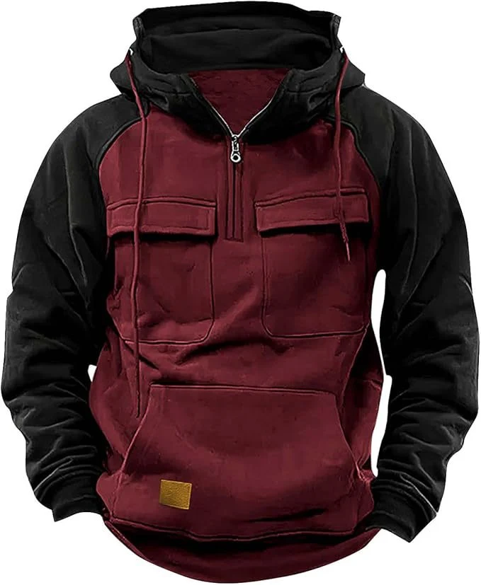 Moletom casual com capuz para trabalho masculino jovem, outono inverno, cor contrastante, confortável e estiloso. — foto 6