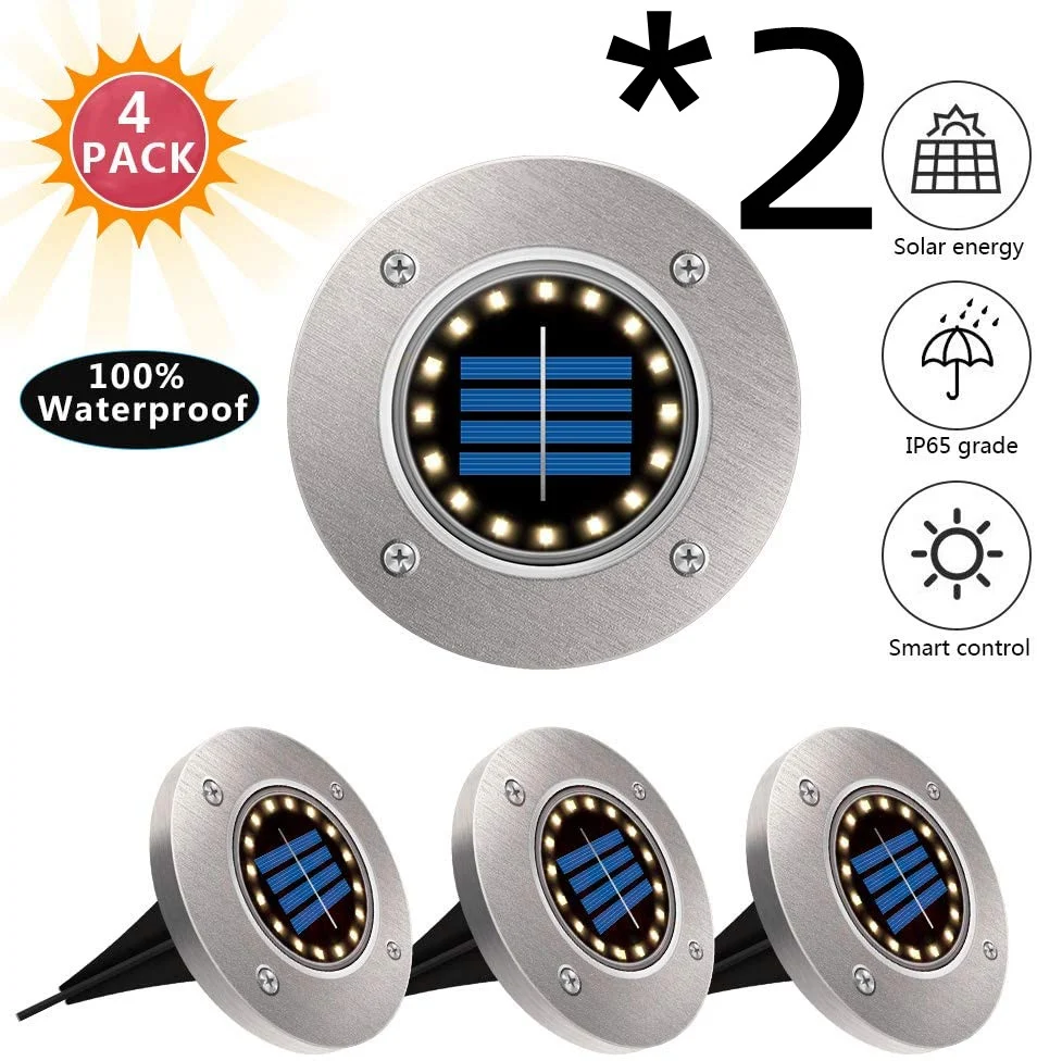 Luzes de Jardim Solar Impermeáveis com 8 LEDs Ilumine seu jardim com energia solar eficiente, fáceis de instalar e à prova d'água. — foto 2