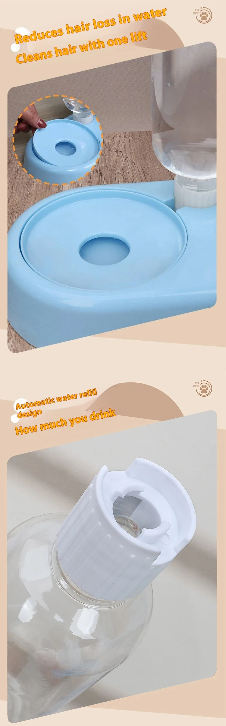Plastic Cat Bowl with Removable Automatic Water Feeder. Provides easy access to fresh water and food, keeping your cat h — photo 2
