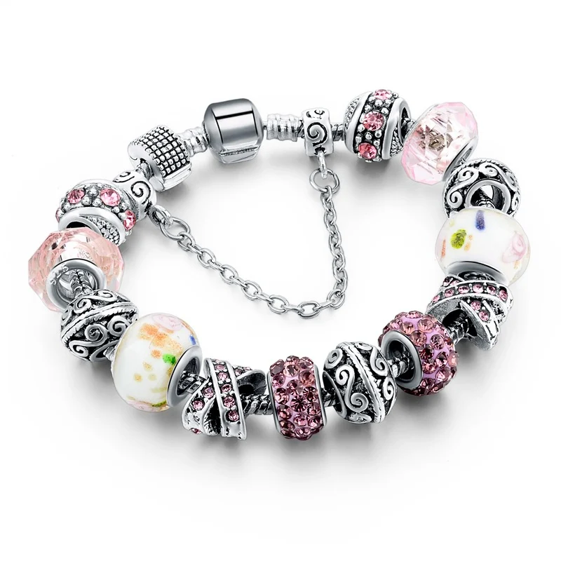 Pulseira de contas com vidrado colorido e cristais, moda fashion, disponível em 5 cores deslumbrantes para um visual estiloso — foto 2