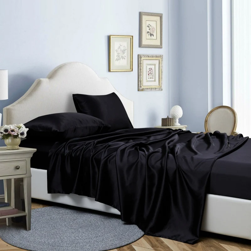 Solid Color Bed Sheet Fitted Sheet Four-piece Set, offering comfort and style for your bed. Enjoy a restful sleep with t — photo 4