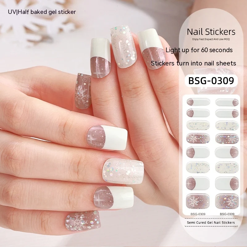 Adesivos de unhas de gel semi curados de Natal, arte de unhas festiva. Aplicação fácil, longa duração e design natalino para unhas perfeitas. — foto 2
