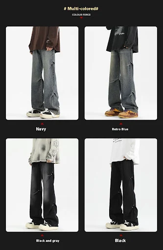 Title 20, Calças Jeans Denim High Street Pu Shuai Retro S...