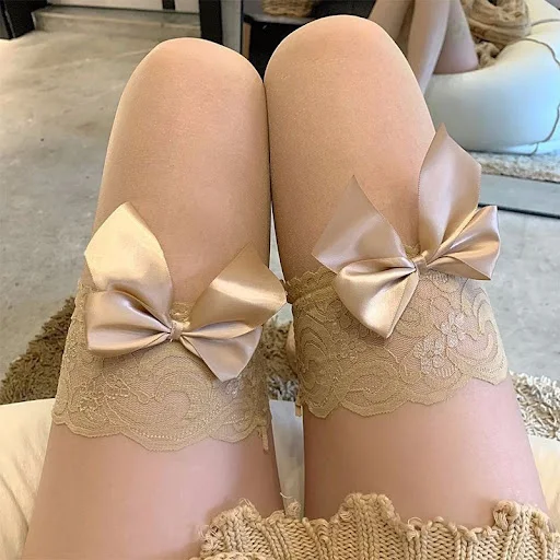 Title 6, Lace Long Pure Bow Knee Socks for a stylish, el...