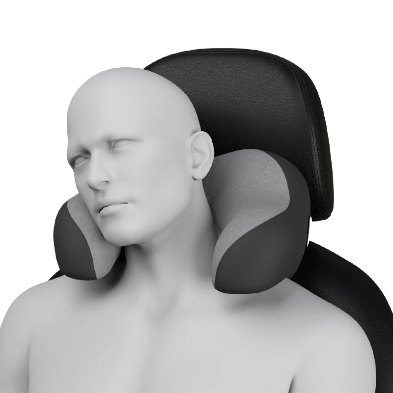 U-vormige auto hoofdsteun met traagschuim. Comfortabel en huidvriendelijk nekkussen voor een ontspannen en ergonomische rijervaring. — foto 4