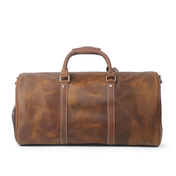 Title 6, Bolsa de viagem Retro Crazy Horse Leather, mala...
