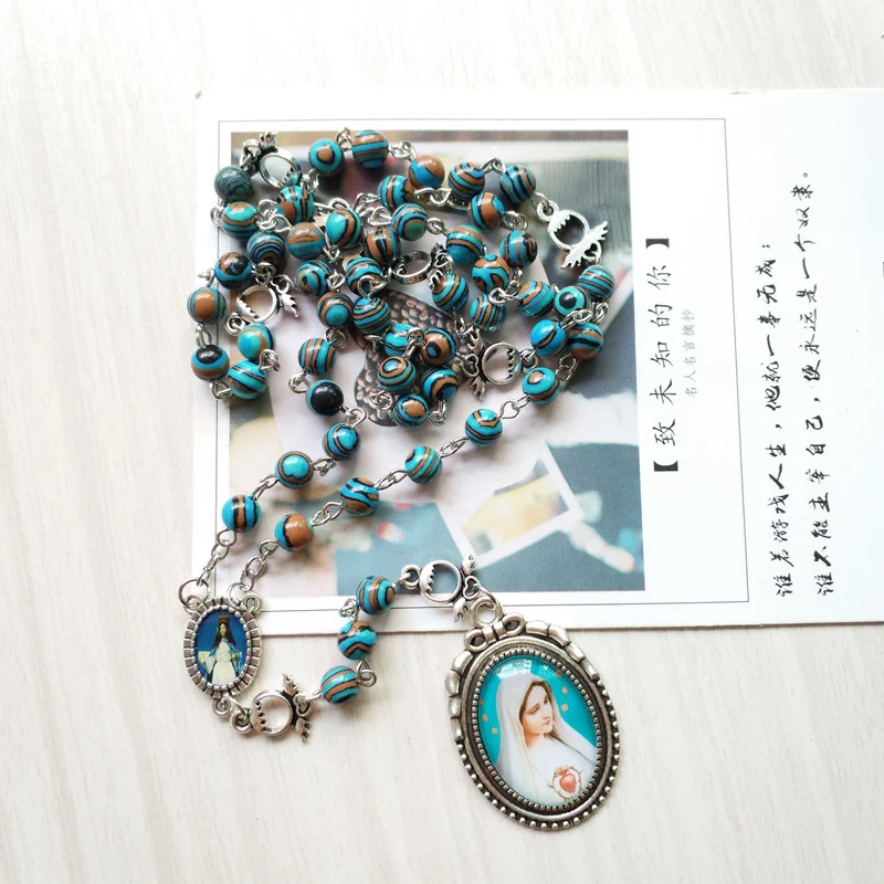 Title 2, Colar de contas de malaquita vintage fashion, u...