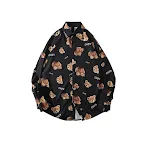 Bear Print Long-sleeved Shirt, Unisex, High Street Style, Drop Shoulder Design, Comfortable and Trendy for Men and Women — photo 5