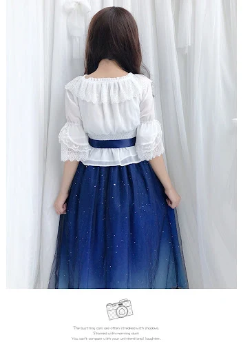 Title 19, Japanese Style Soft Girl Skirt Lolita Starry Sk...
