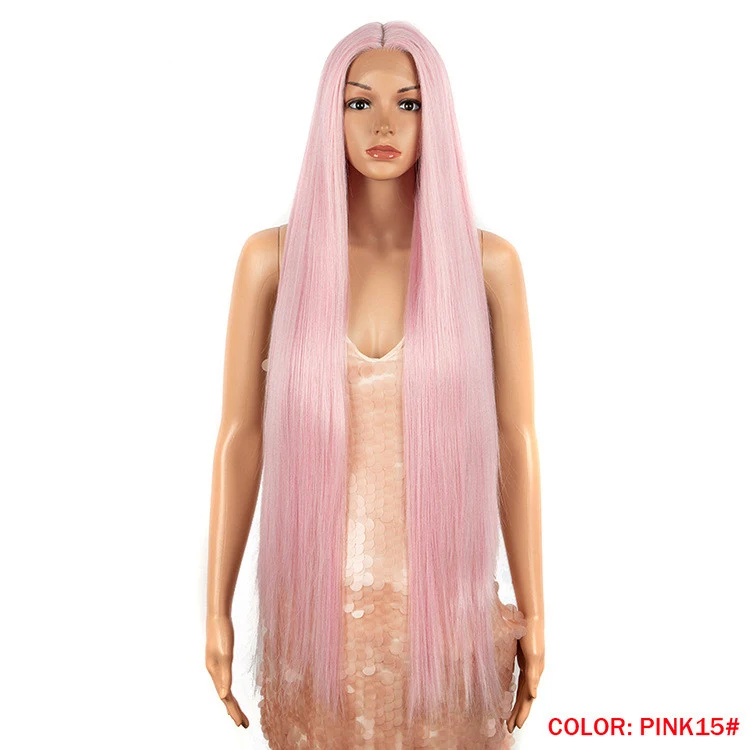 Peruca de fibra sintética de cabelo longo e liso, ideal para visuais elegantes e modernos com fácil aplicação e efeito natural. — foto 8