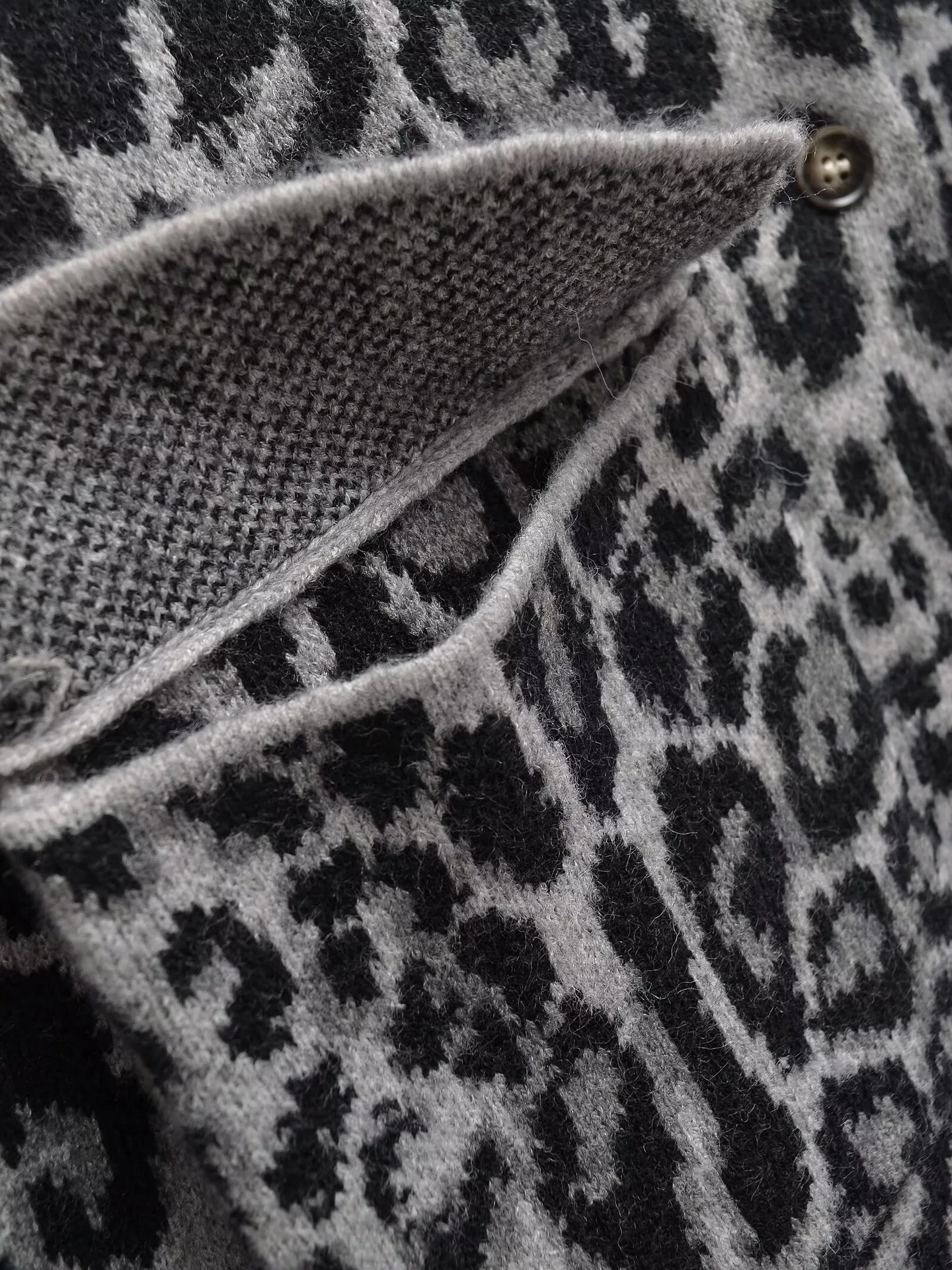 Title 5, Cappotto lungo in maglia jacquard animalier da ...