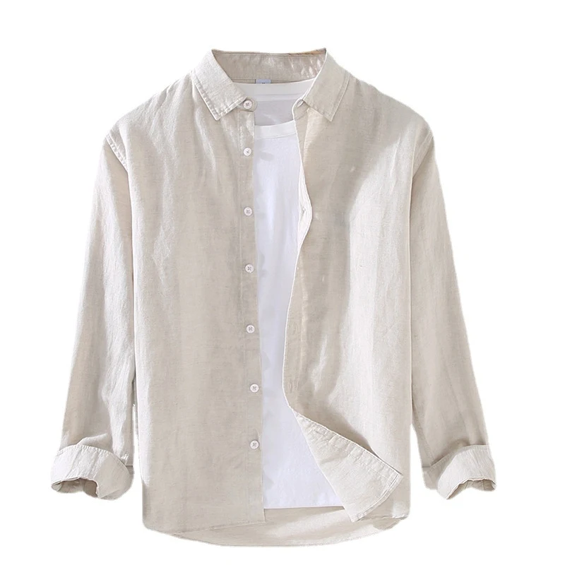 Spring and Summer New Long Sleeve Men's Cotton and Linen Shirt breathable and comfortable, perfect for warm weather, a s — photo 12