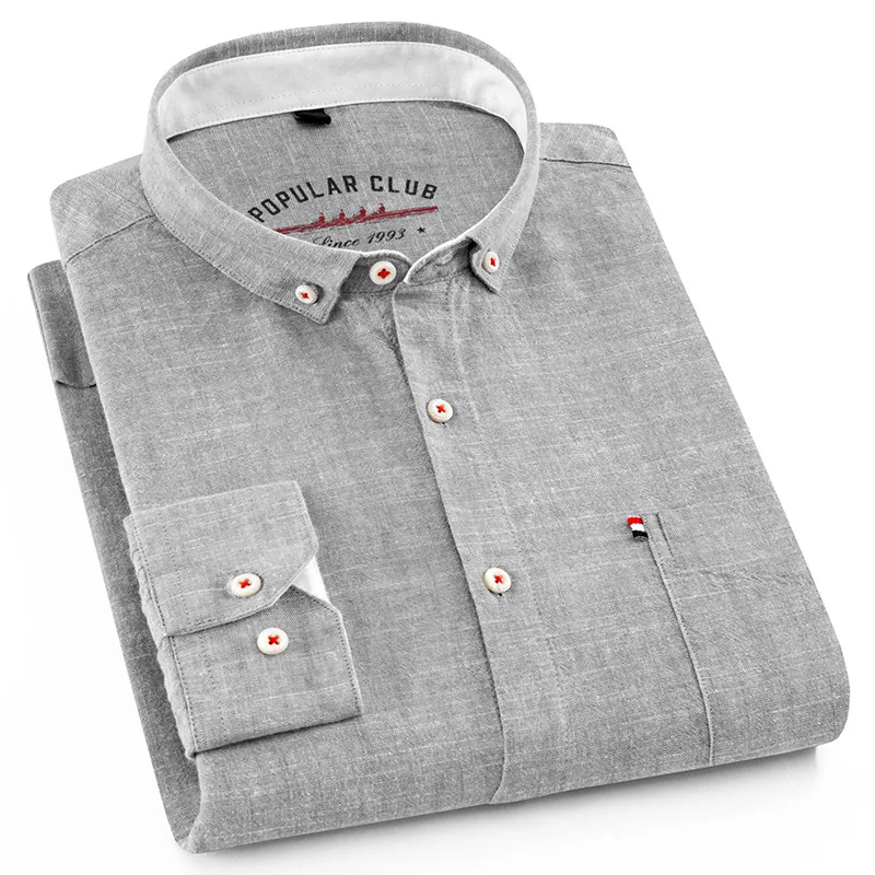 Cotton and linen shirt with long sleeves — photo 1