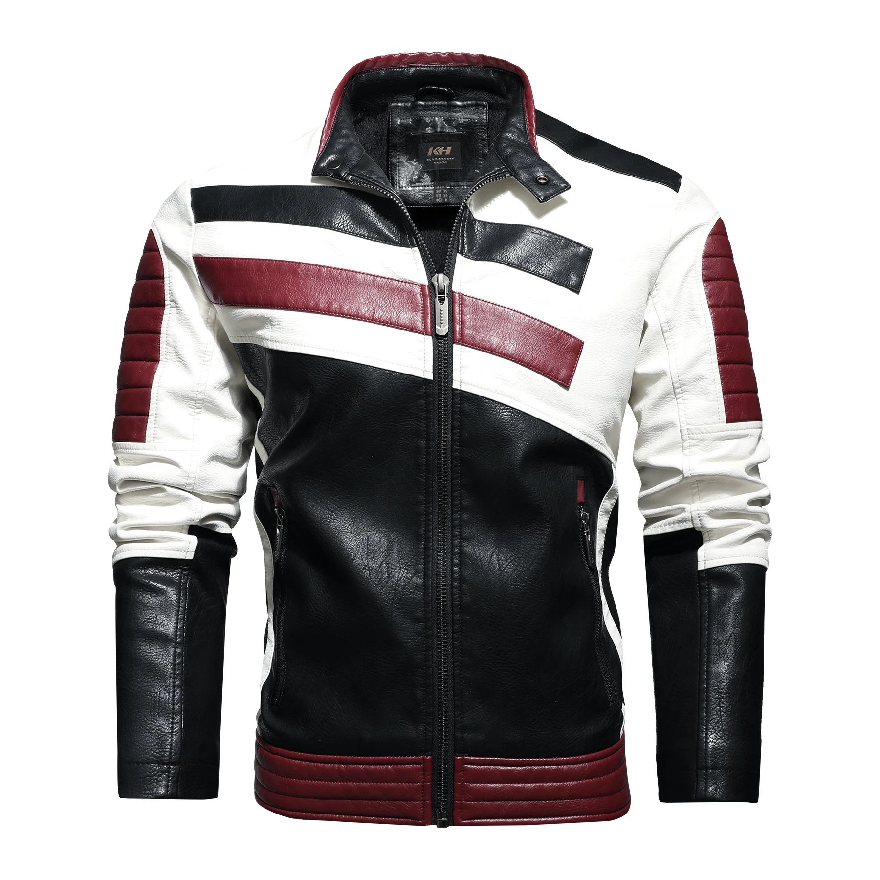 Title 4, Mens Leather Jackets Motorcycle Stand Collar. S...