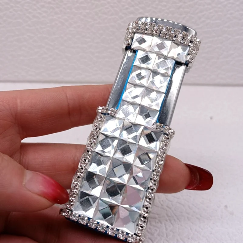 Diamond-encrusted Ladies Windproof Inflatable Lighter Straight Creative for reliable and stylish lighting in any conditi — photo 5