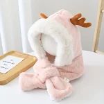 Sombrero de ciervo con orejas de conejo de felpa para mujer, Lolita dulce y divertida, Kawaii, cálido y afelpado, grueso y de invierno. — foto 3