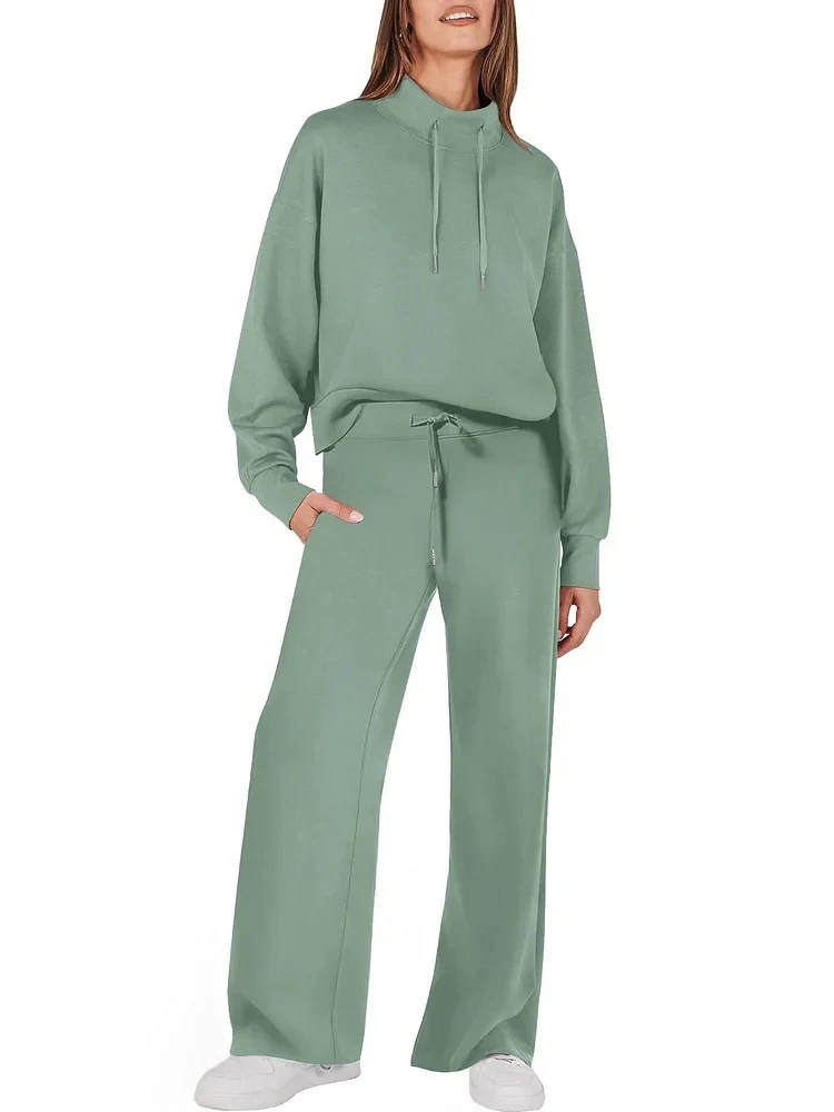 Casual damespak met lange mouwen en ritssluiting in effen kleur, ideaal voor werk en vrije tijd, comfortabel en modieus. — foto 1