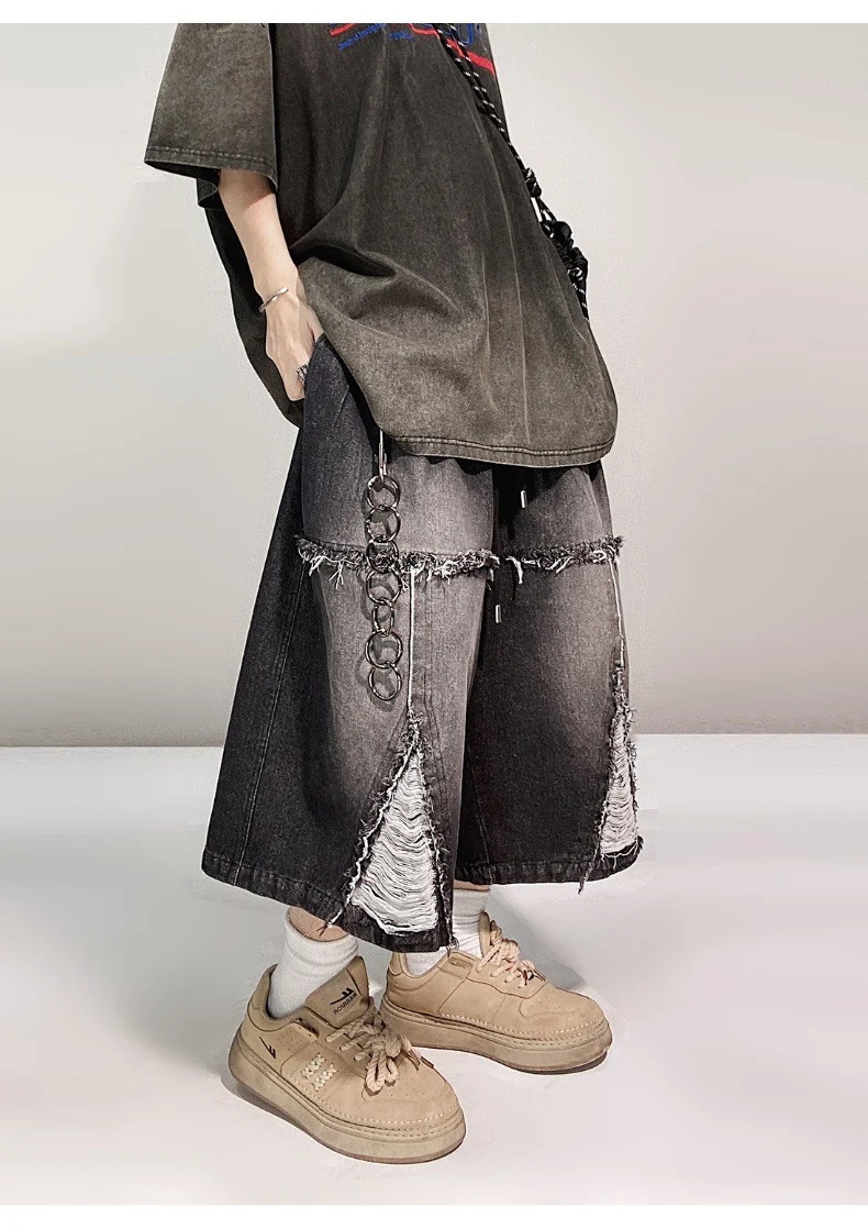 Title 17, Womens Hip Hop Wide Leg Retro Denim Shorts, hi...