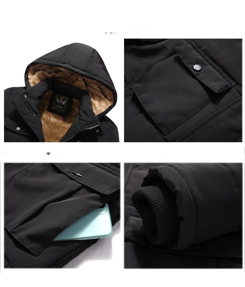 Title 3, Mens mid-length cotton-padded jacket with hood...