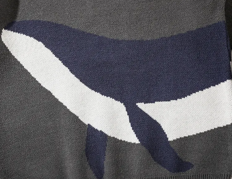 Title 2, Japanese Vintage Whale Round Neck Sweater for M...