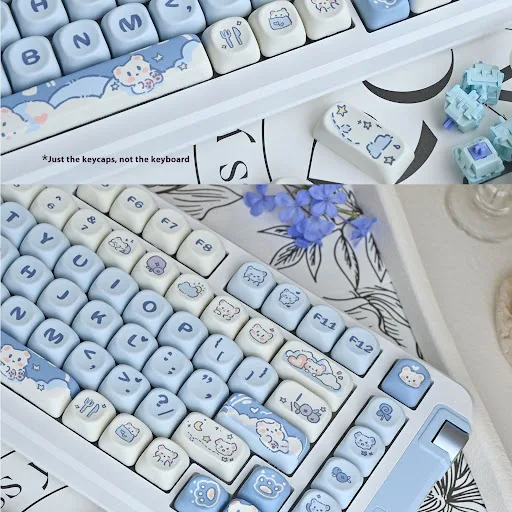 Title 8, Blue Ice Cream Teddy Bear Keycap Cute Cartoon. ...