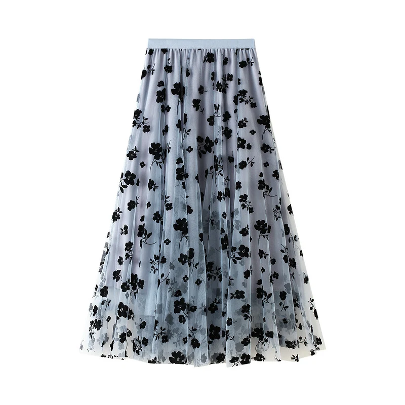 Title 4, Womens Thin Drape Pleated Skirt with Flocking ...